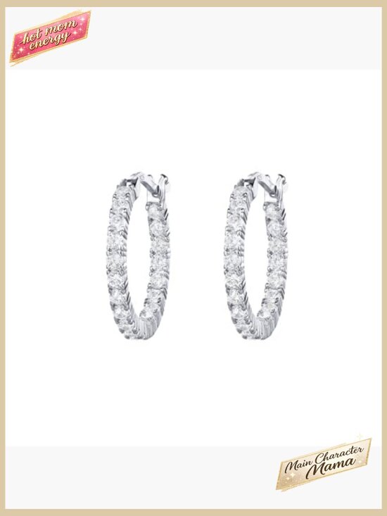 Sterling Statements 14K Yellow Gold Over Sterling Silver  14K Gold Plated Sterling Silver Cubic Zirconia Hoop Earrings Elegant